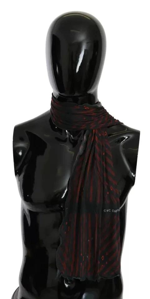 Costume National Black Red Viscose Foulard Branded Scarf by Costume National