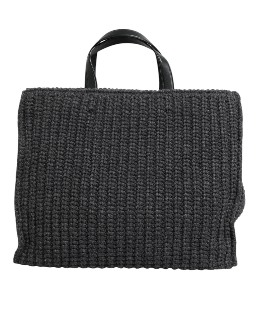 Dolce & Gabbana Black Large Knitted Crochet Shoulder Shopper DG Logo Bag by Dolce & Gabbana