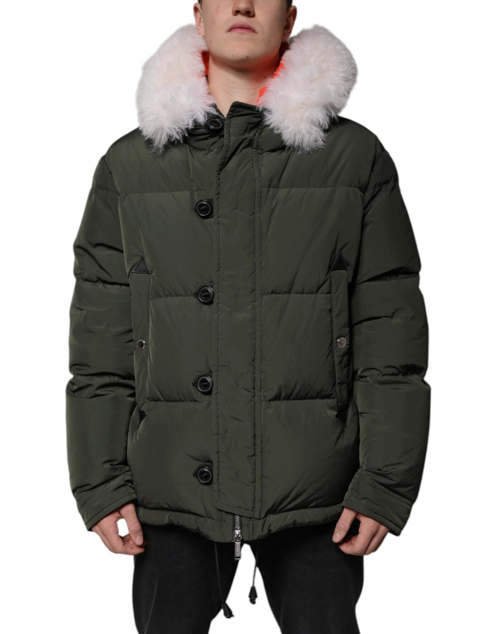 Dsquared² Green Hooded Long Sleeves Fur Shearling Jacket by Dsquared²