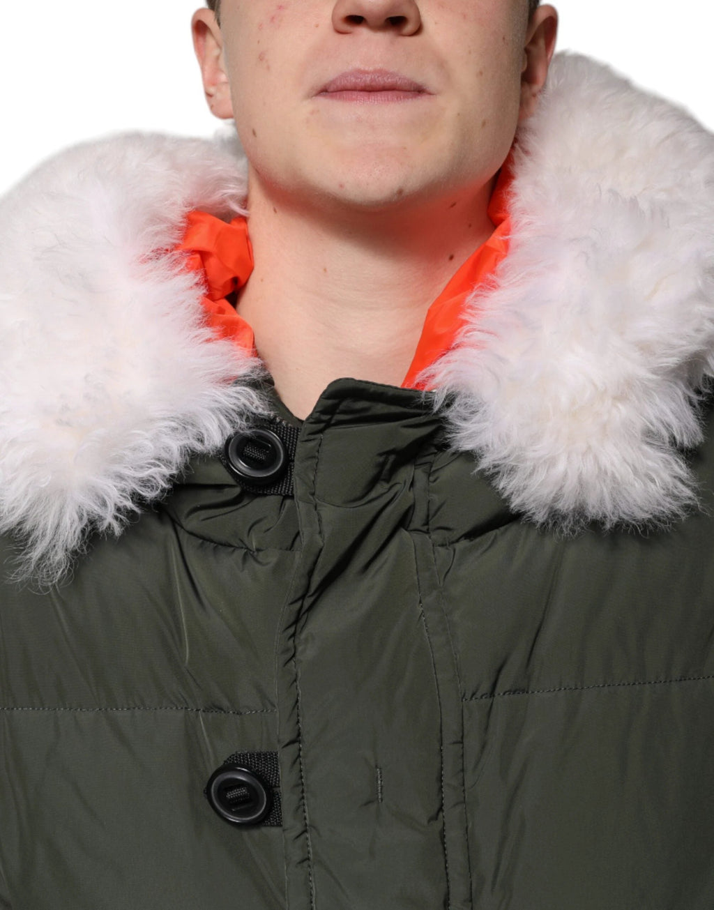 Dsquared² Green Hooded Long Sleeves Fur Shearling Jacket by Dsquared²