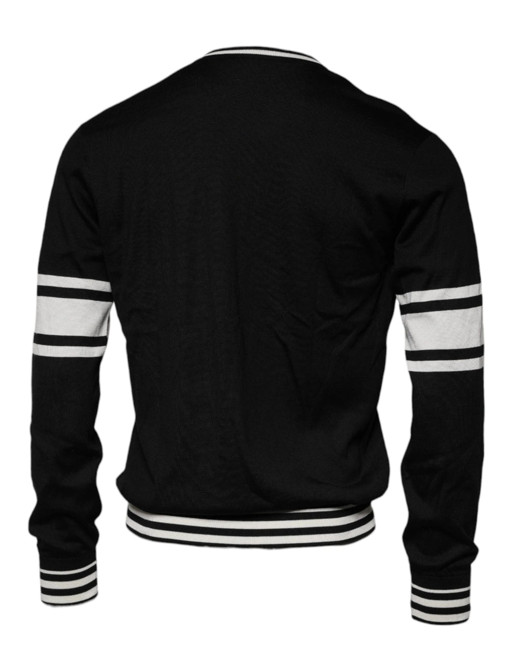Dolce & Gabbana Black White Guitar Silk Crew Neck Sweater by Dolce & Gabbana