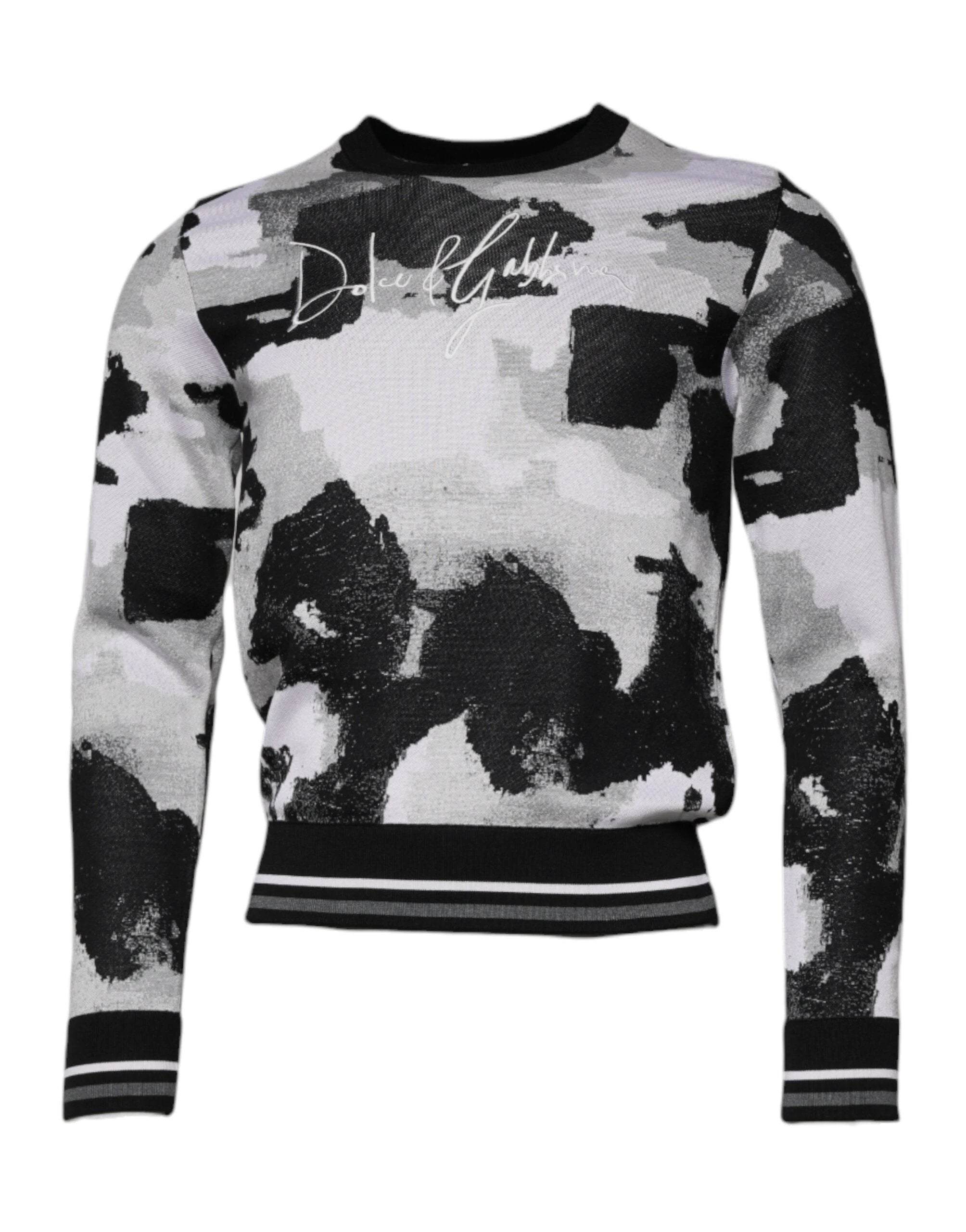 Dolce & Gabbana Multicolor Camouflage Crew Neck Men Pullover Sweater by Dolce & Gabbana