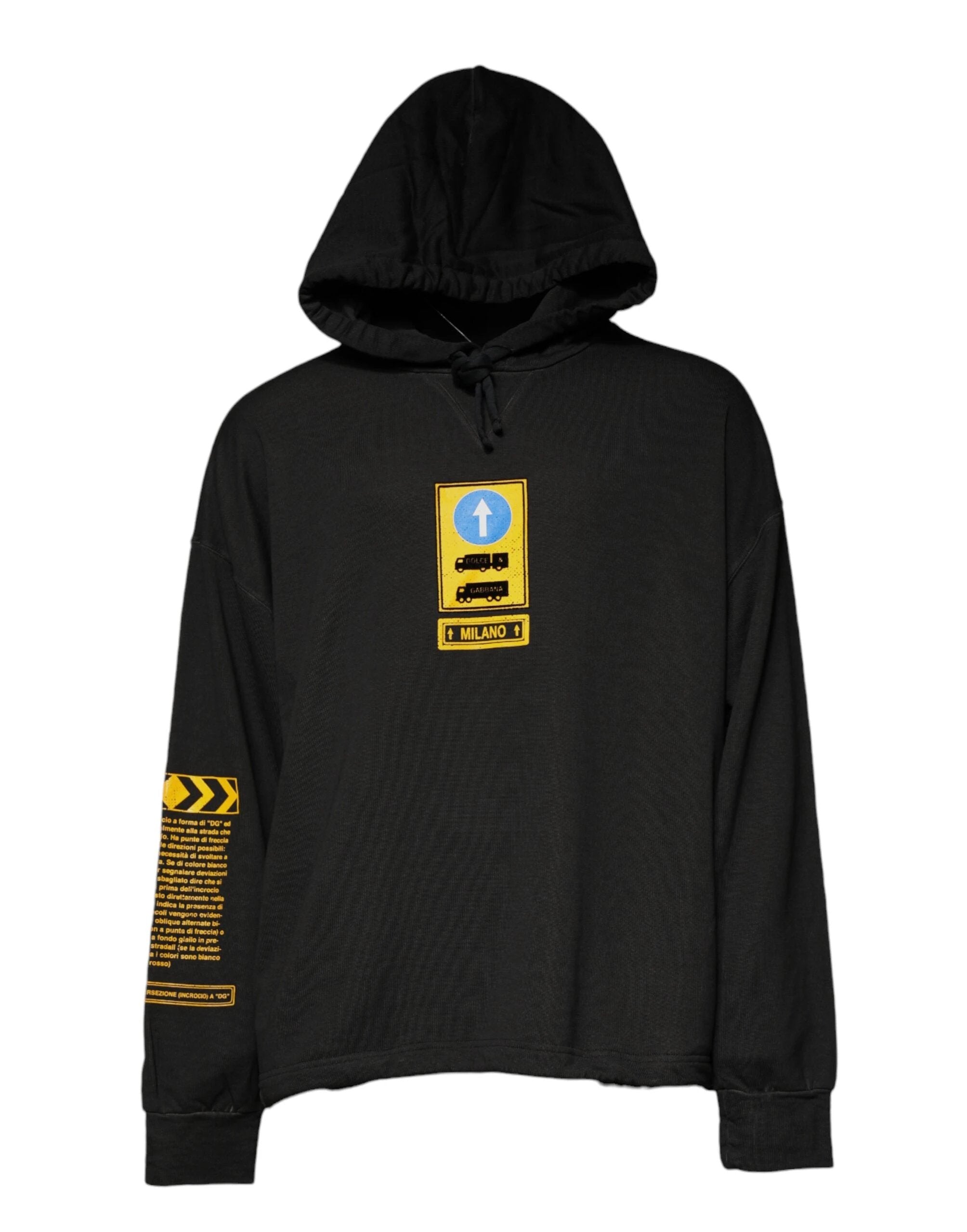 Dolce & Gabbana Black Cotton Hooded DG Shield Pullover Sweater by Dolce & Gabbana