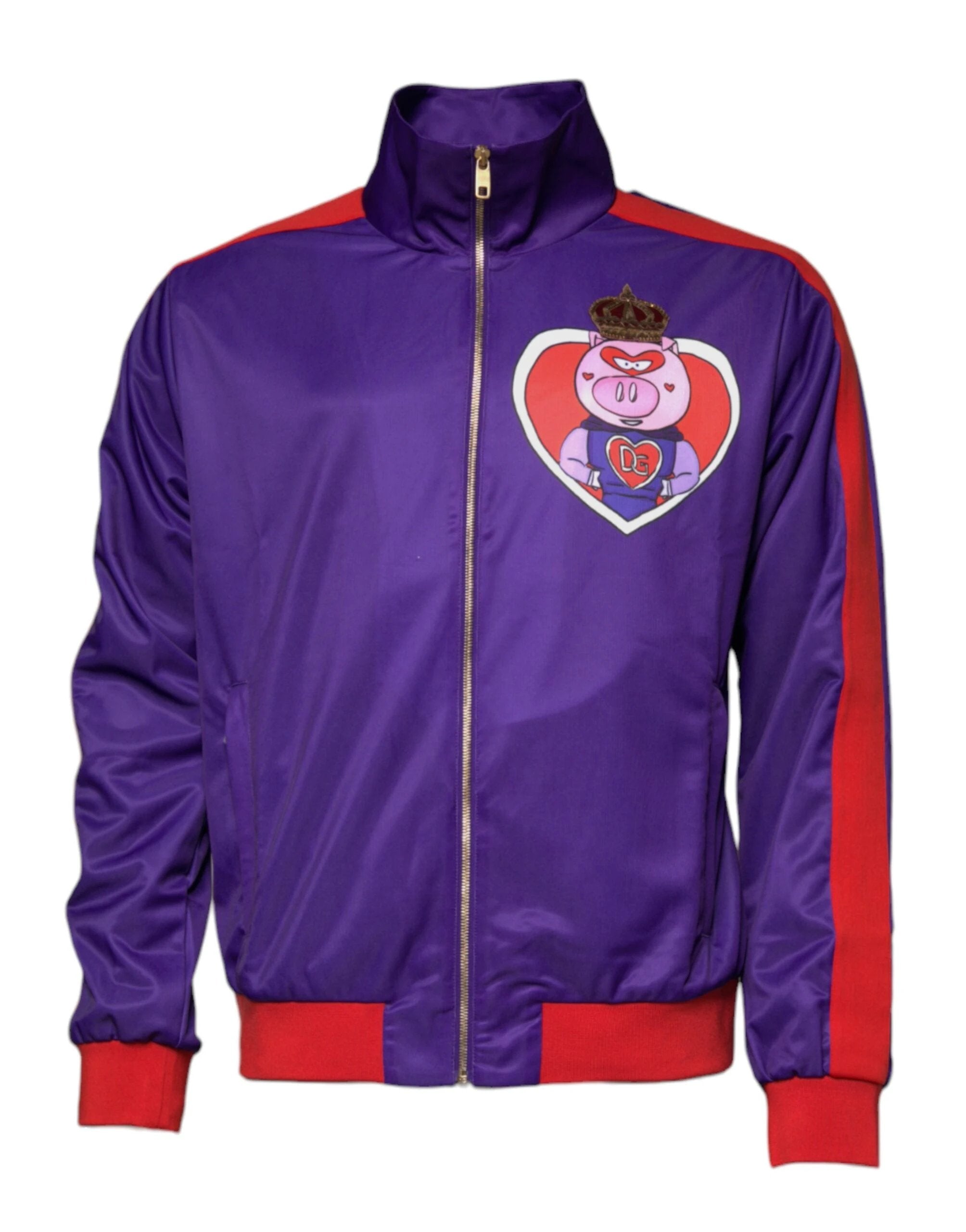 Dolce & Gabbana Purple Year Of The Pig Full Zip Bomber Sweater by Dolce & Gabbana