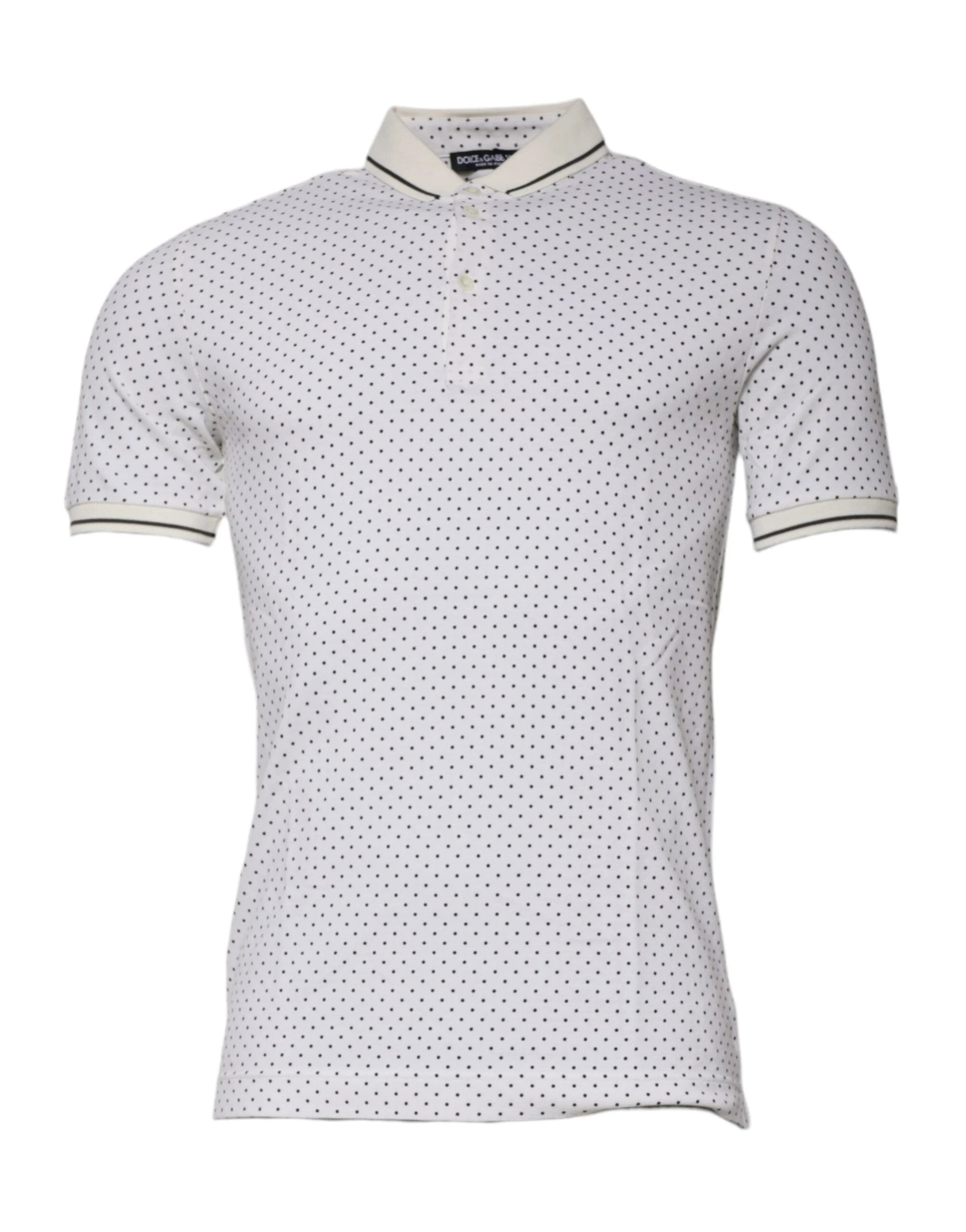 Dolce & Gabbana White Polka Dot Cotton Collared Polo T-shirt by Dolce & Gabbana