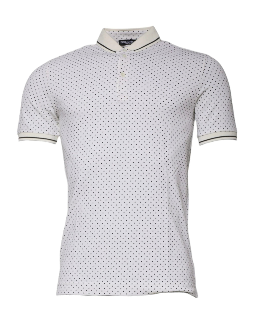 Dolce & Gabbana White Polka Dot Cotton Collared Polo T-shirt by Dolce & Gabbana