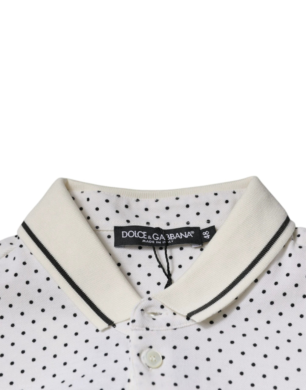Dolce & Gabbana White Polka Dot Cotton Collared Polo T-shirt by Dolce & Gabbana
