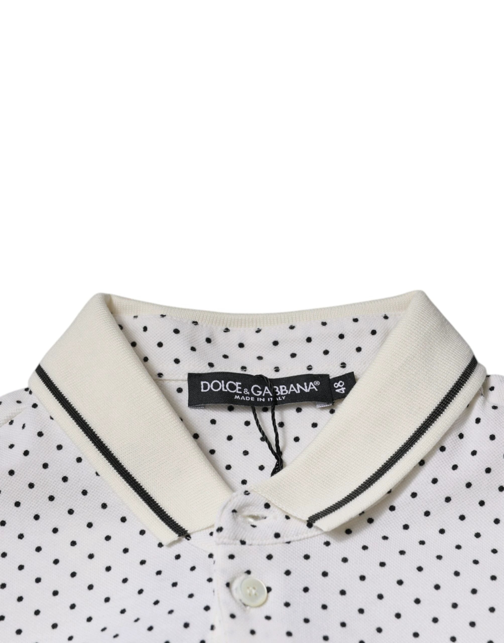 Dolce & Gabbana White Polka Dot Cotton Collared Polo T-shirt by Dolce & Gabbana