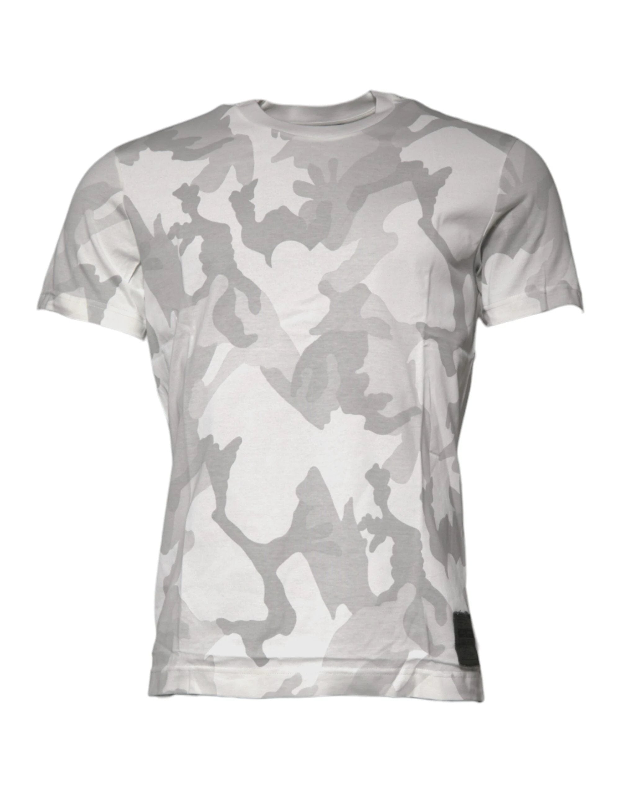 Dolce & Gabbana White Gray Camouflage Cotton Crew Neck T-shirt by Dolce & Gabbana