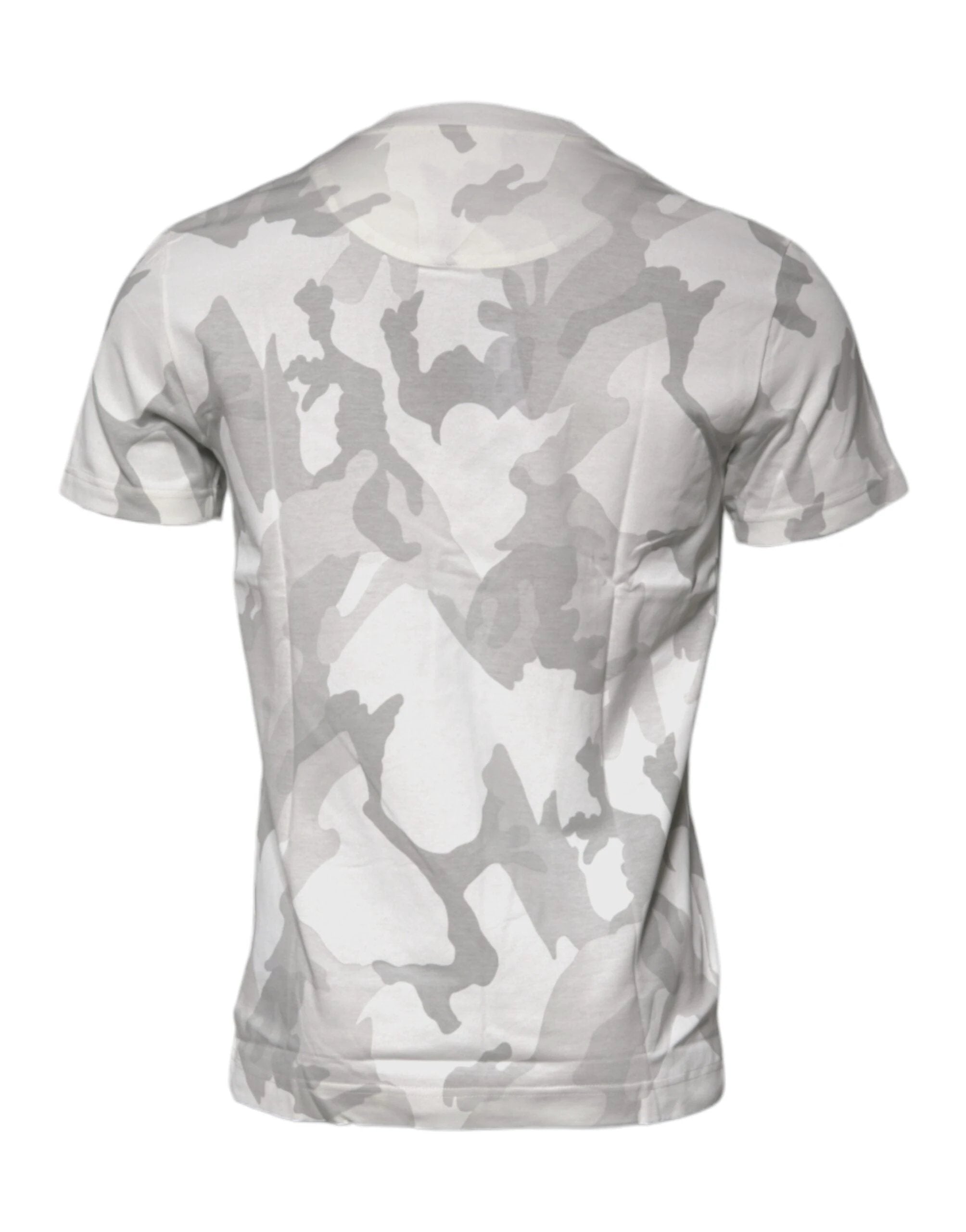 Dolce & Gabbana White Gray Camouflage Cotton Crew Neck T-shirt by Dolce & Gabbana