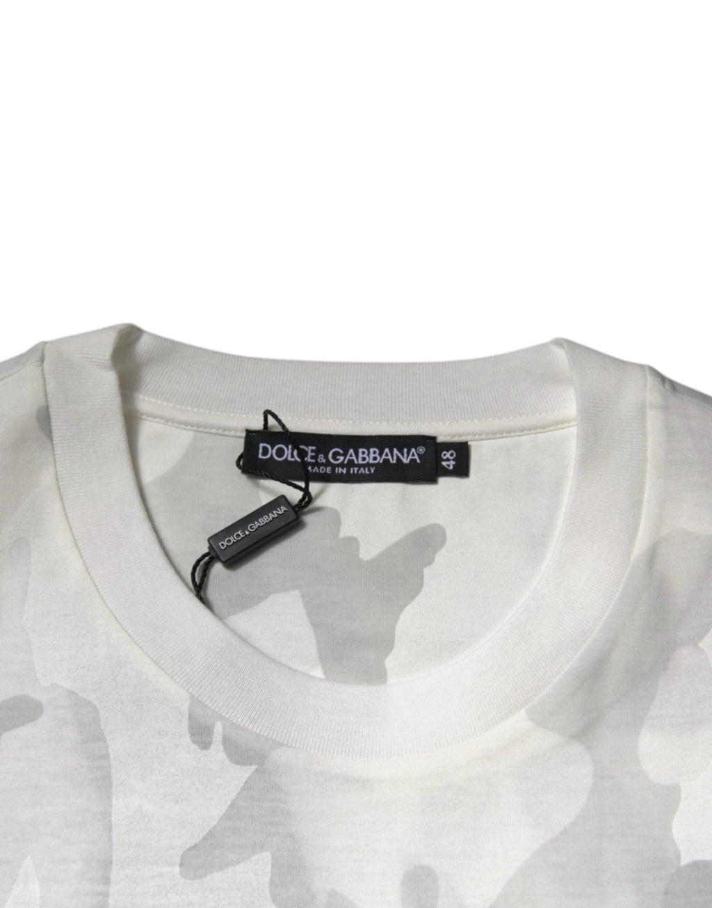 Dolce & Gabbana White Gray Camouflage Cotton Crew Neck T-shirt by Dolce & Gabbana