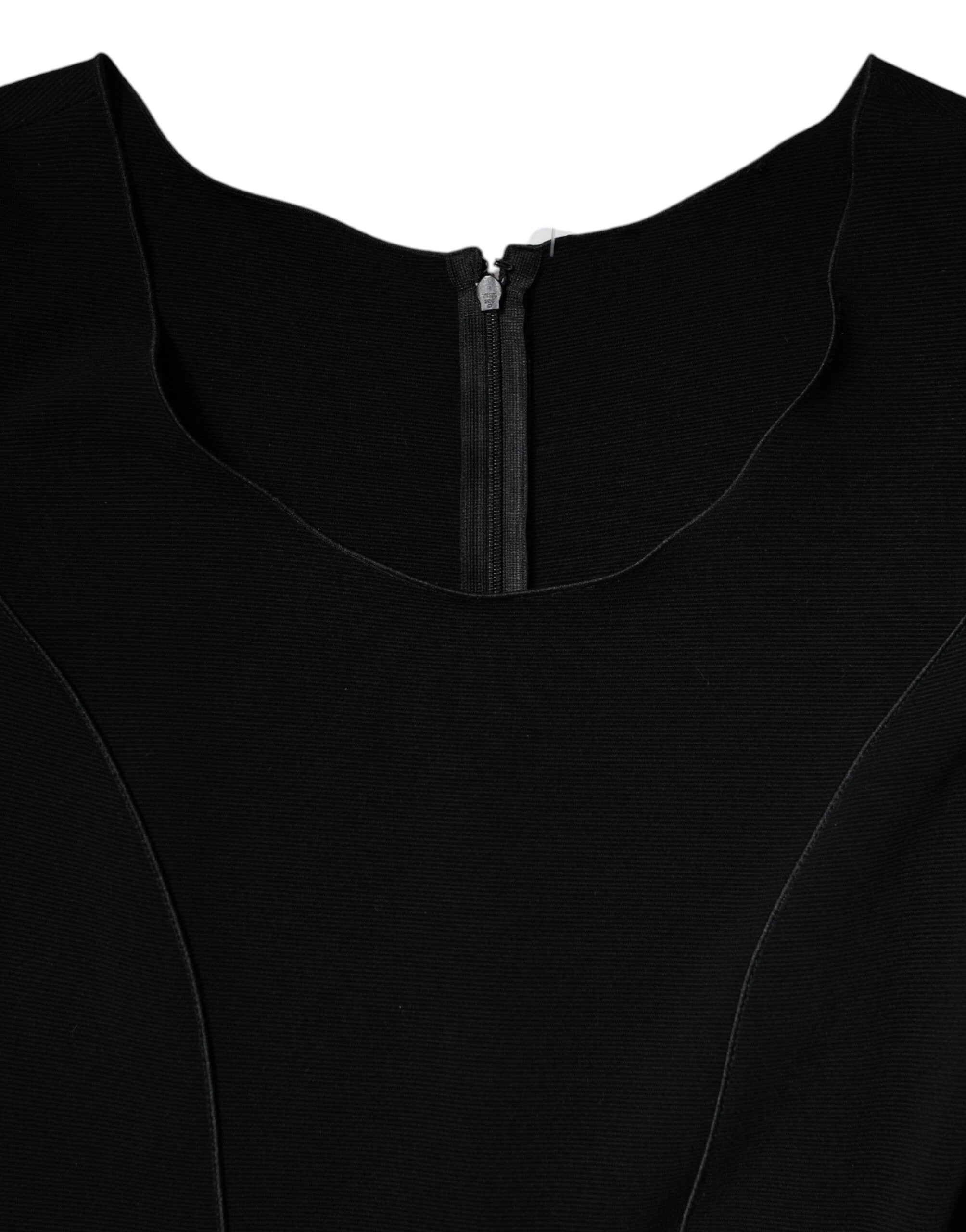 Emporio Armani Black Viscose Short Sleeves Sheath Midi Dress by Emporio Armani