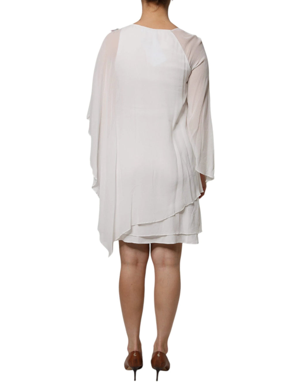 Blumarine White Floral Embroidery Viscose Chiffon Shift Dress by Blumarine