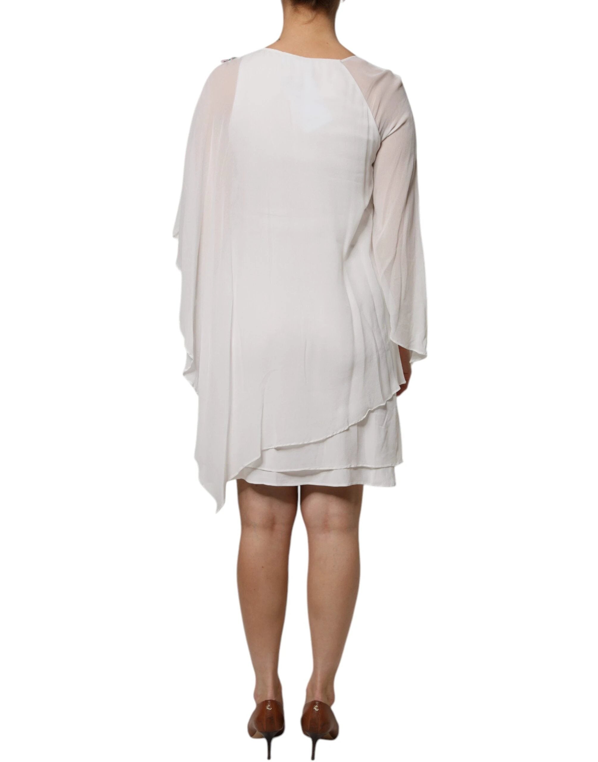 Blumarine White Floral Embroidery Viscose Chiffon Shift Dress by Blumarine