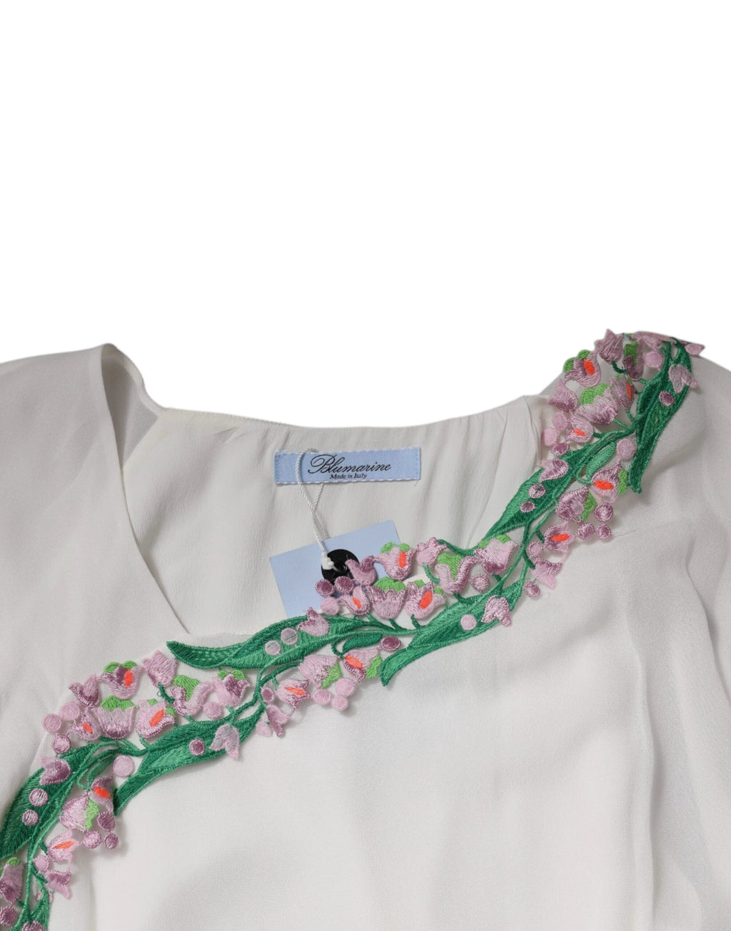 Blumarine White Floral Embroidery Viscose Chiffon Shift Dress by Blumarine
