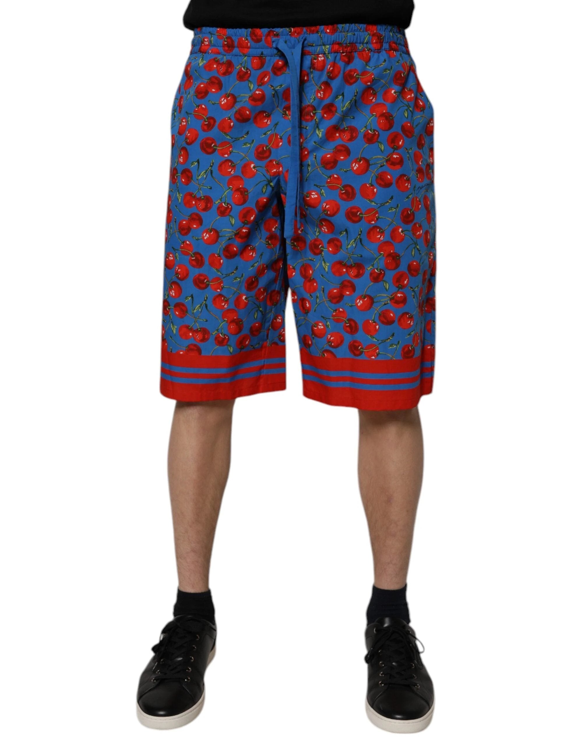 Dolce & Gabbana Blue Cherry Print Cotton Men Bermuda Shorts by Dolce & Gabbana