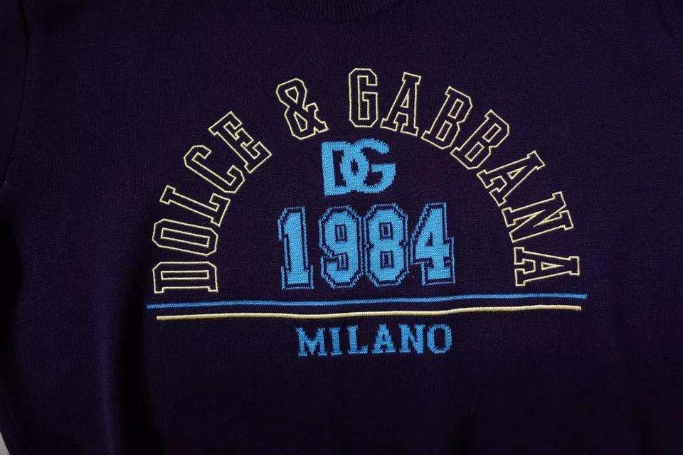 Dolce & Gabbana Blue 1984 Milano CrewNeck Sweatshirt Sweater by Dolce & Gabbana