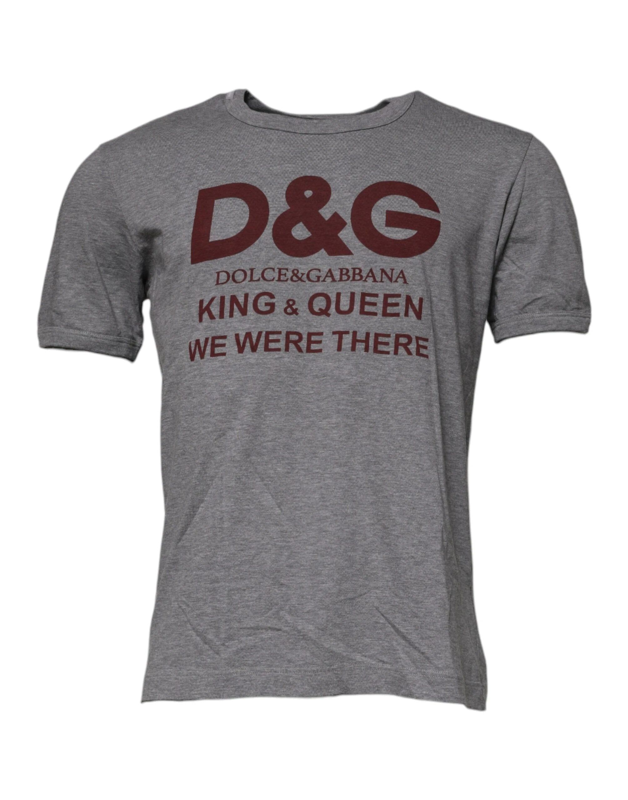 Dolce & Gabbana Gray Logo Print Cotton Crew Neck Men T-shirt by Dolce & Gabbana