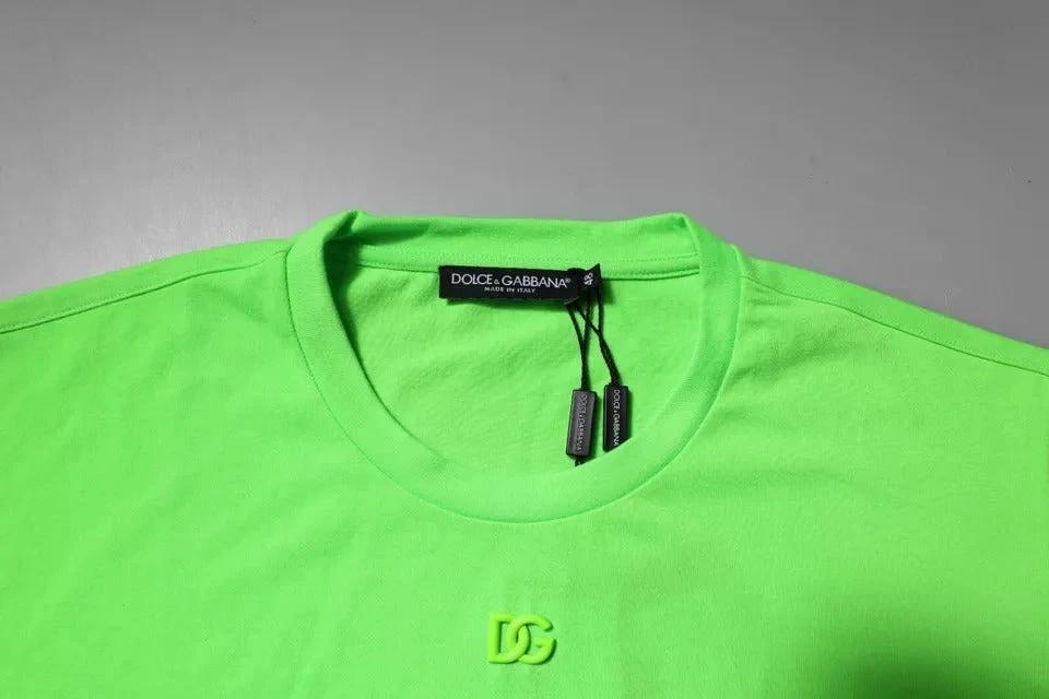 Dolce & Gabbana Green Logo Polyester Crew Neck T-shirt by Dolce & Gabbana