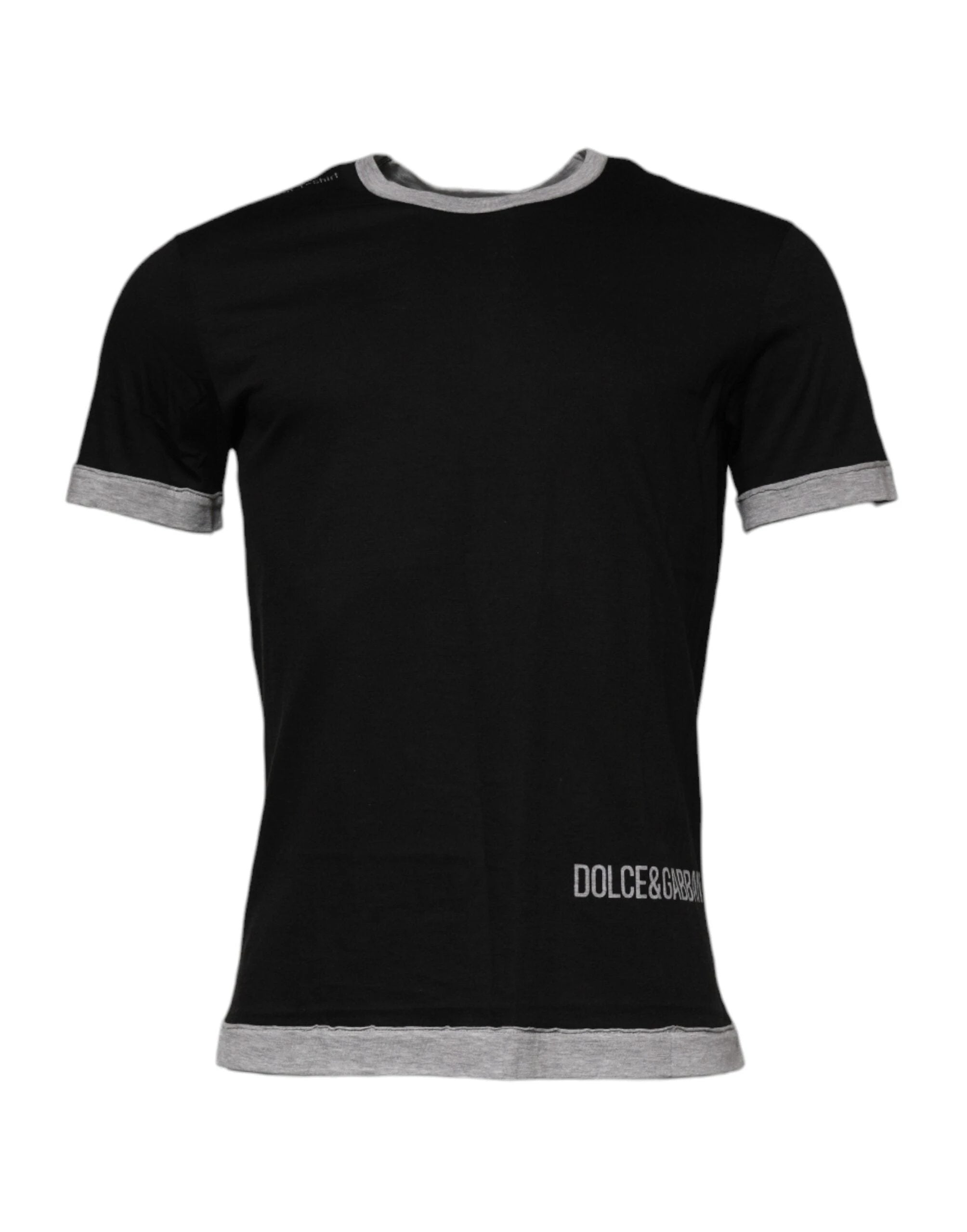 Dolce & Gabbana Black Logo Cotton Crew Neck Men Tee T-shirt by Dolce & Gabbana