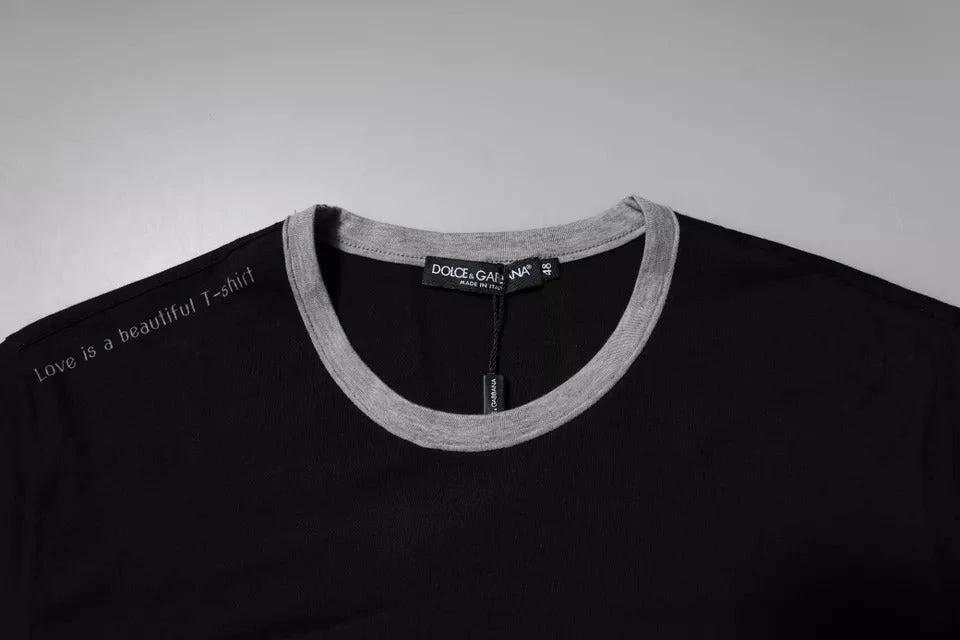 Dolce & Gabbana Black Logo Cotton Crew Neck Men Tee T-shirt by Dolce & Gabbana