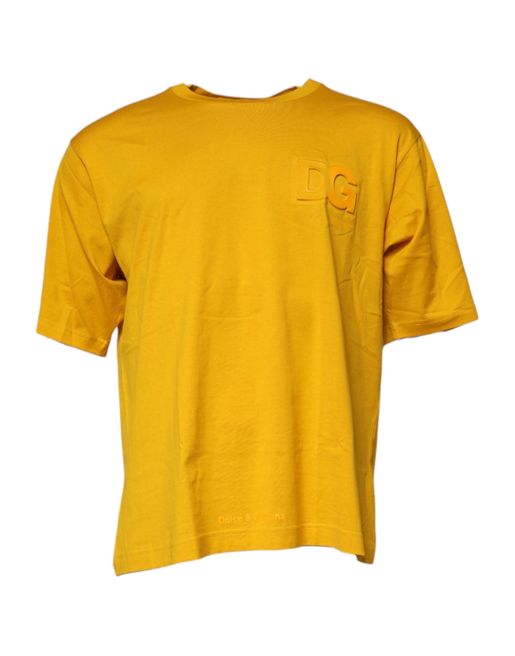 Dolce & Gabbana Dark Yellow Logo Cotton Men Crew Neck T-shirt by Dolce & Gabbana
