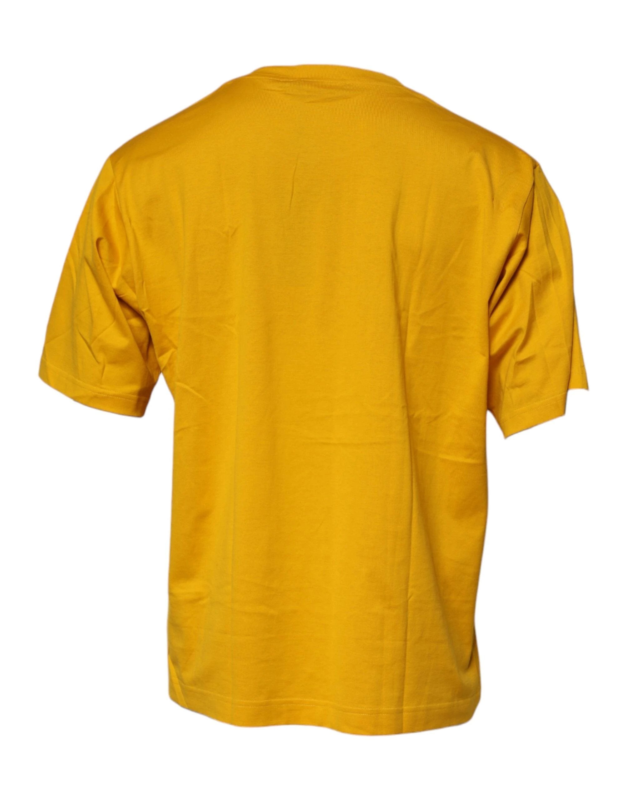 Dolce & Gabbana Dark Yellow Logo Cotton Men Crew Neck T-shirt by Dolce & Gabbana