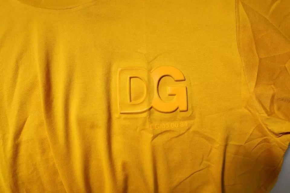 Dolce & Gabbana Dark Yellow Logo Cotton Men Crew Neck T-shirt by Dolce & Gabbana
