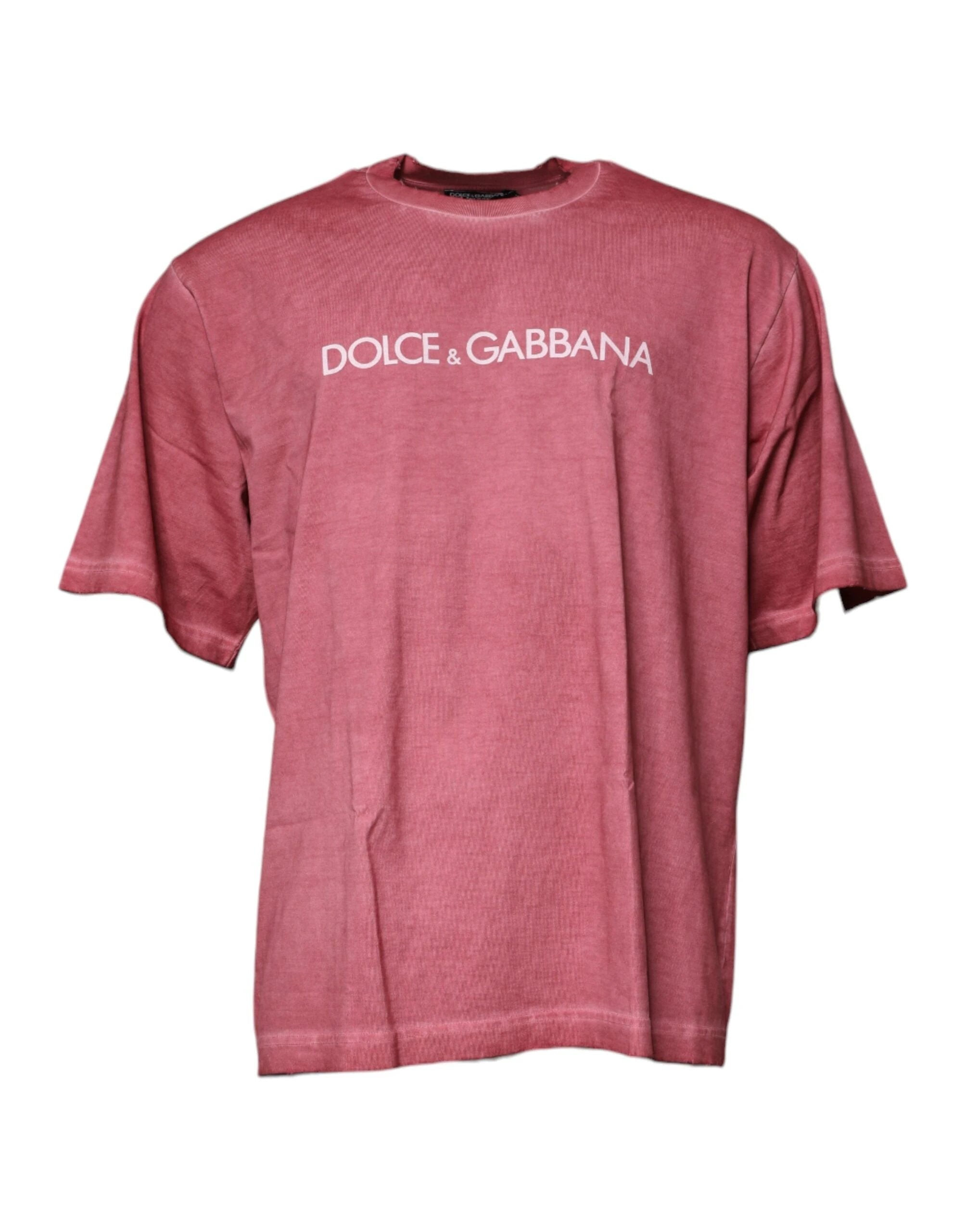 Dolce & Gabbana Pink Logo Print Cotton Crew Neck T-shirt by Dolce & Gabbana