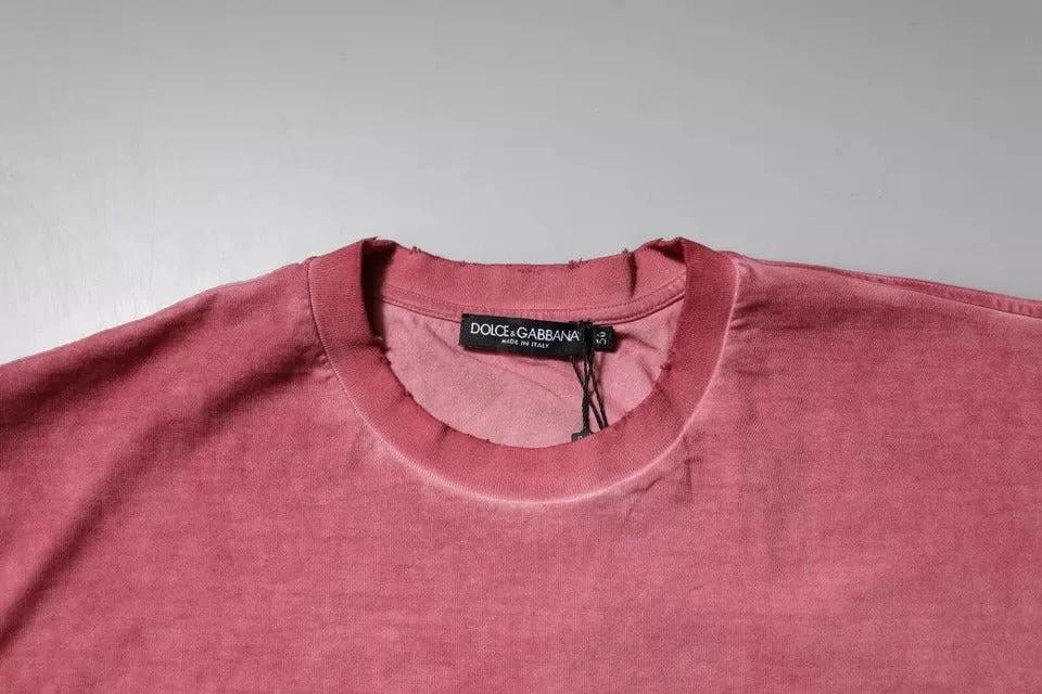 Dolce & Gabbana Pink Logo Print Cotton Crew Neck T-shirt by Dolce & Gabbana