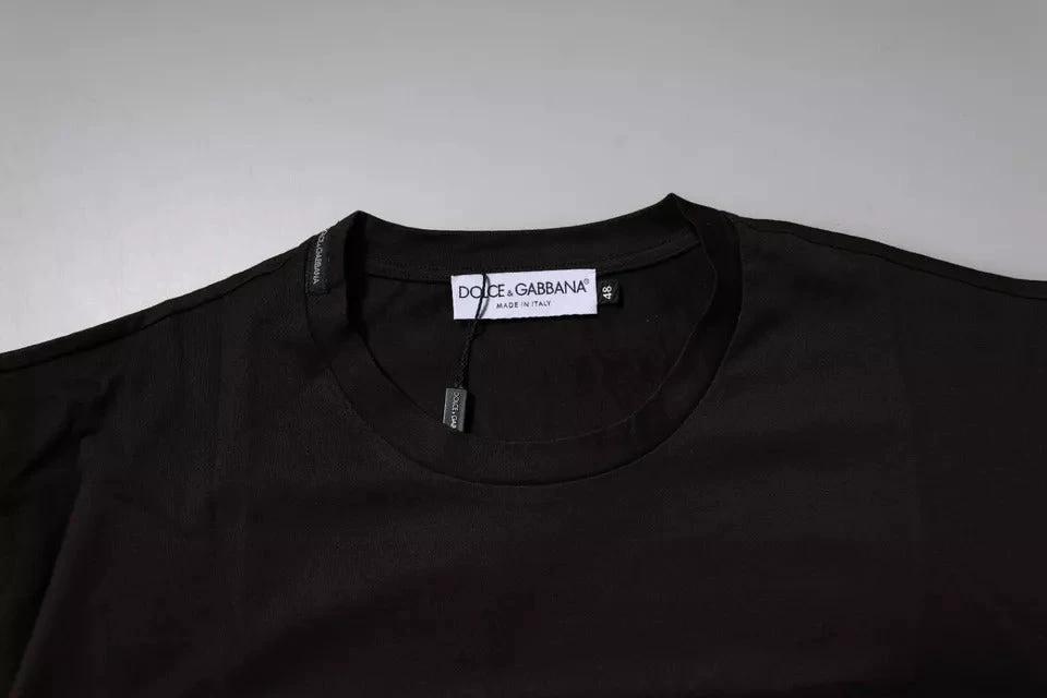 Dolce & Gabbana Dark Brown Logo Cotton Crew Neck T-shirt by Dolce & Gabbana