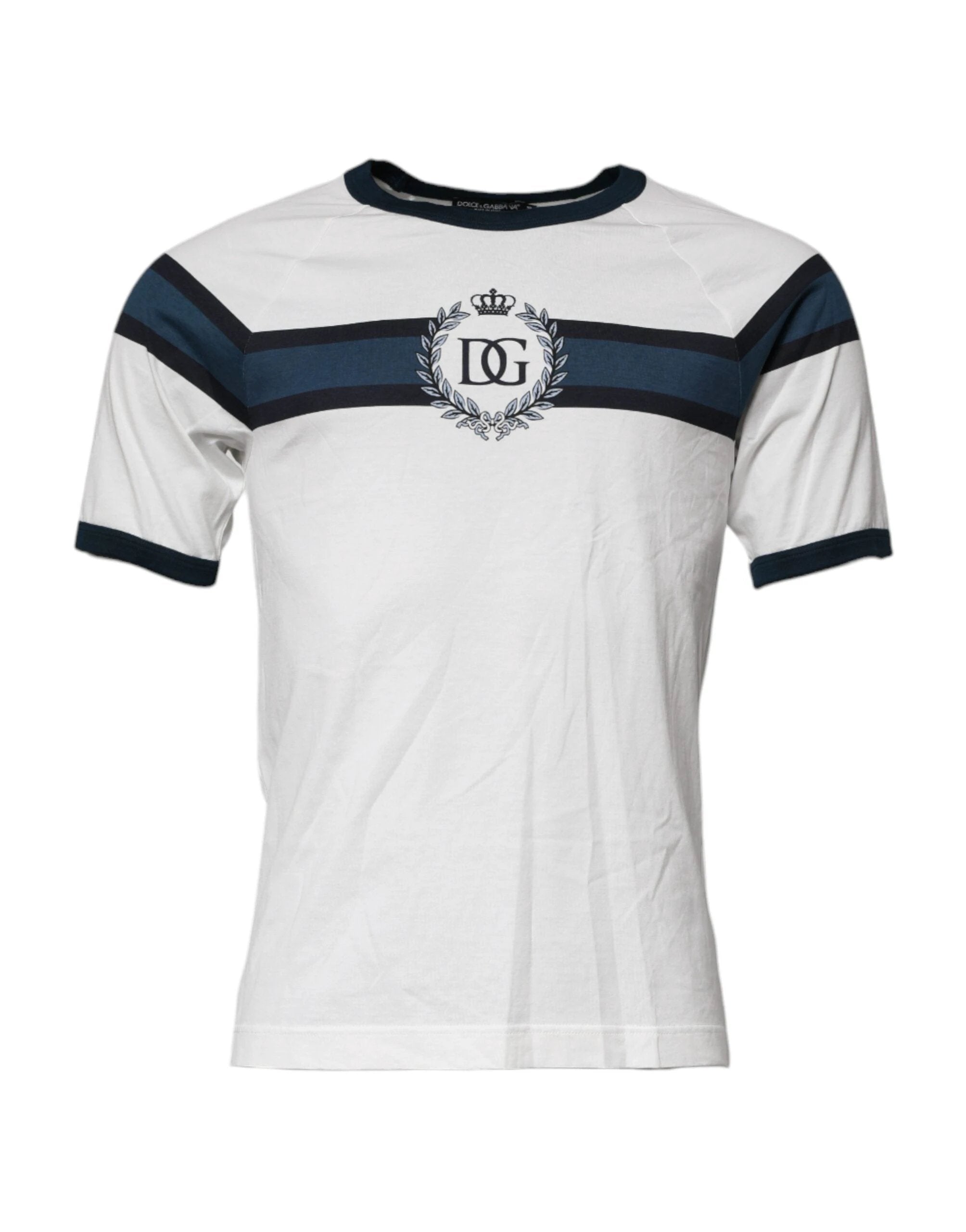 Dolce & Gabbana White Logo Print Cotton Men Crew Neck T-shirt by Dolce & Gabbana
