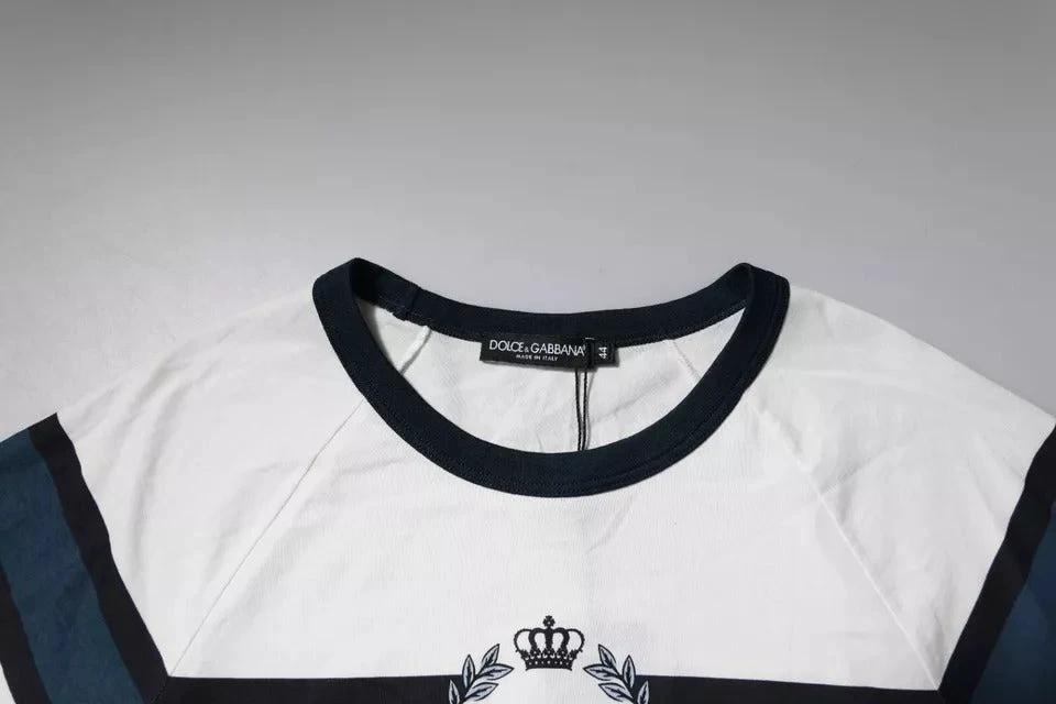Dolce & Gabbana White Logo Print Cotton Men Crew Neck T-shirt by Dolce & Gabbana