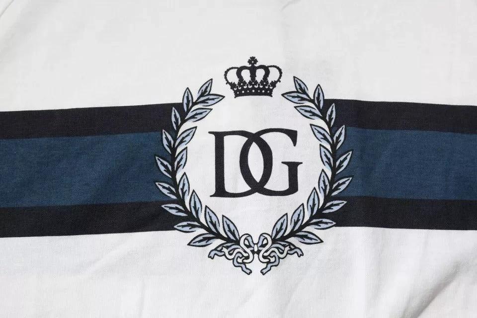 Dolce & Gabbana White Logo Print Cotton Men Crew Neck T-shirt by Dolce & Gabbana