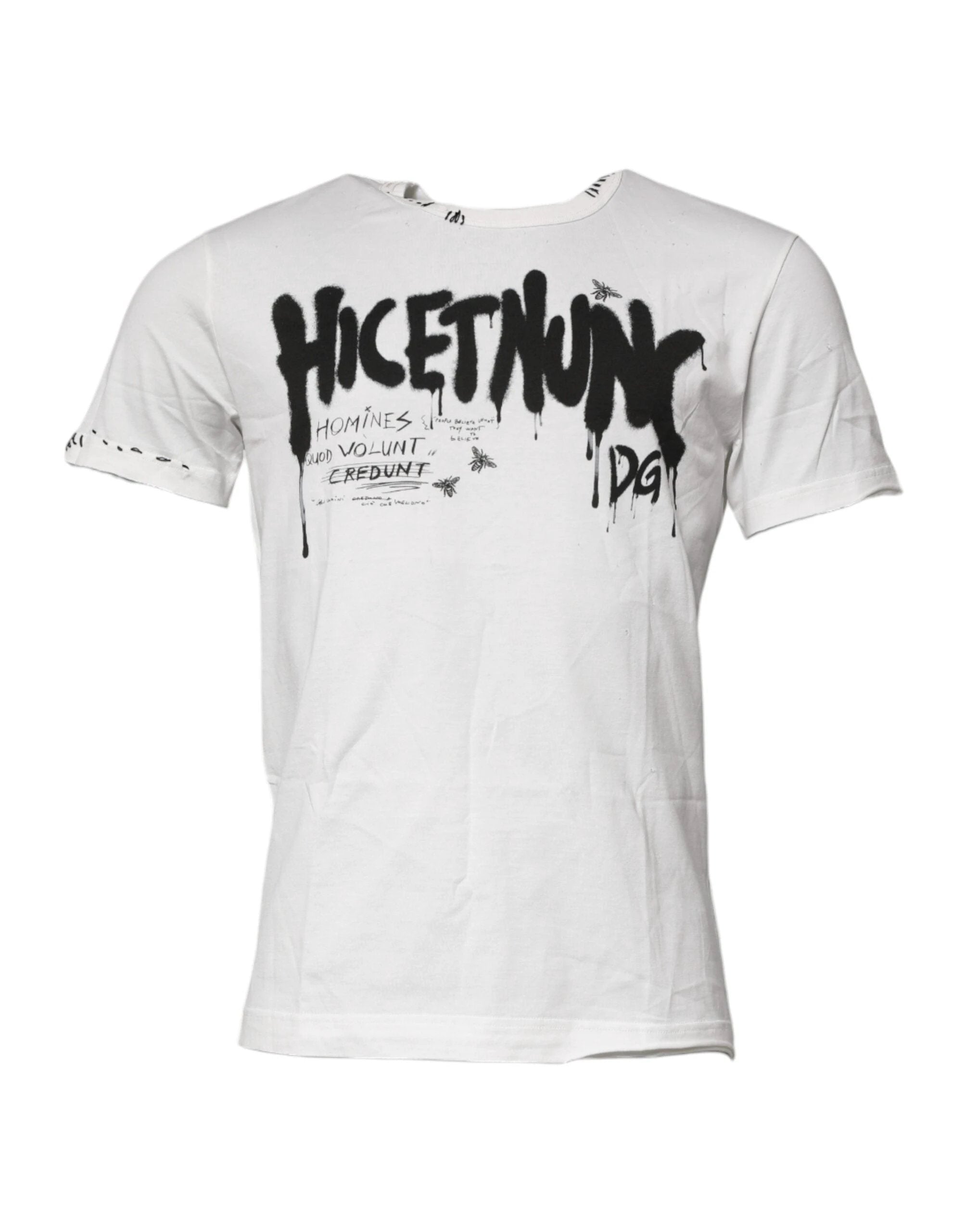 Dolce & Gabbana White Graphic Print Cotton Crew Neck T-shirt by Dolce & Gabbana