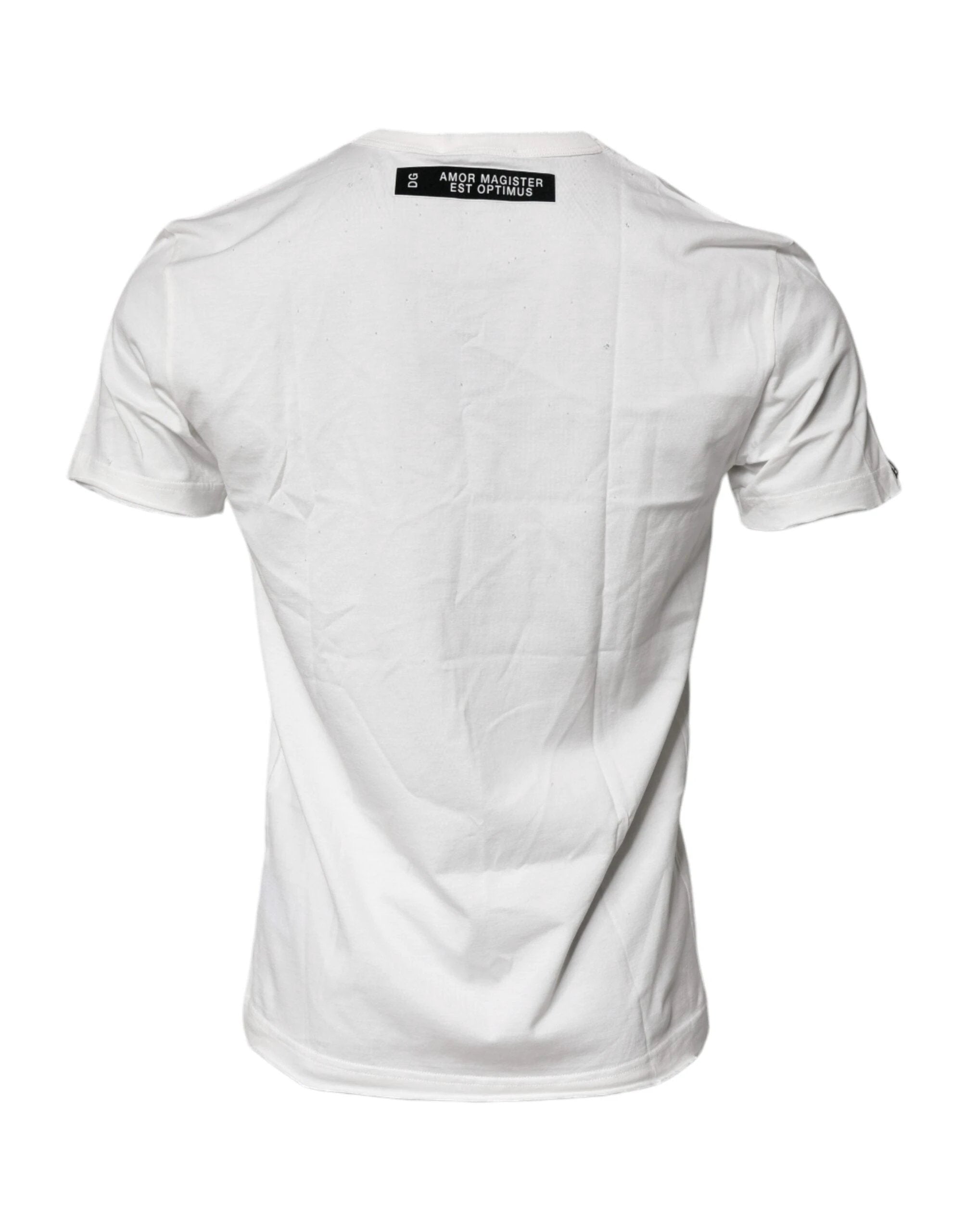 Dolce & Gabbana White Graphic Print Cotton Crew Neck T-shirt by Dolce & Gabbana
