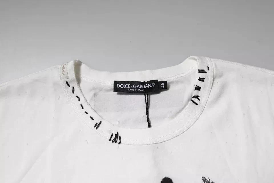 Dolce & Gabbana White Graphic Print Cotton Crew Neck T-shirt by Dolce & Gabbana
