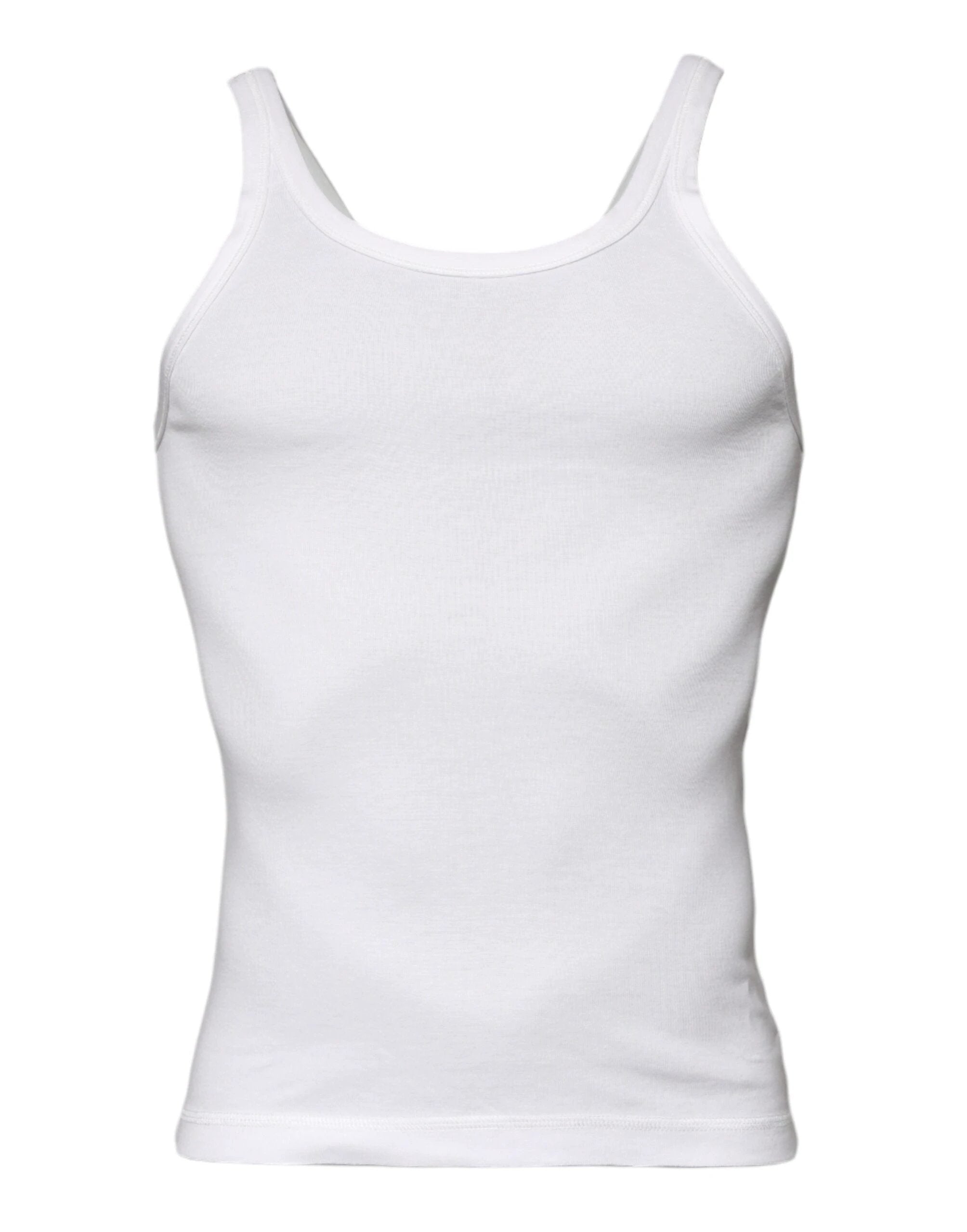 Dolce & Gabbana Ivory Cotton Sleeveless Round Neck Tank T-shirt by Dolce & Gabbana