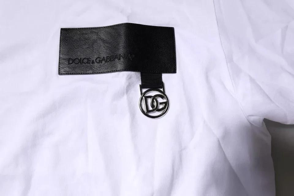Dolce & Gabbana White Logo Patch Cotton Crew Neck T-shirt by Dolce & Gabbana