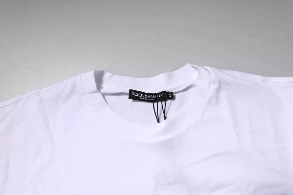 Dolce & Gabbana White Logo Patch Cotton Crew Neck T-shirt by Dolce & Gabbana