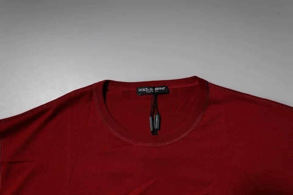 Dolce & Gabbana Red Logo Tape Cotton Crew Neck T-shirt by Dolce & Gabbana
