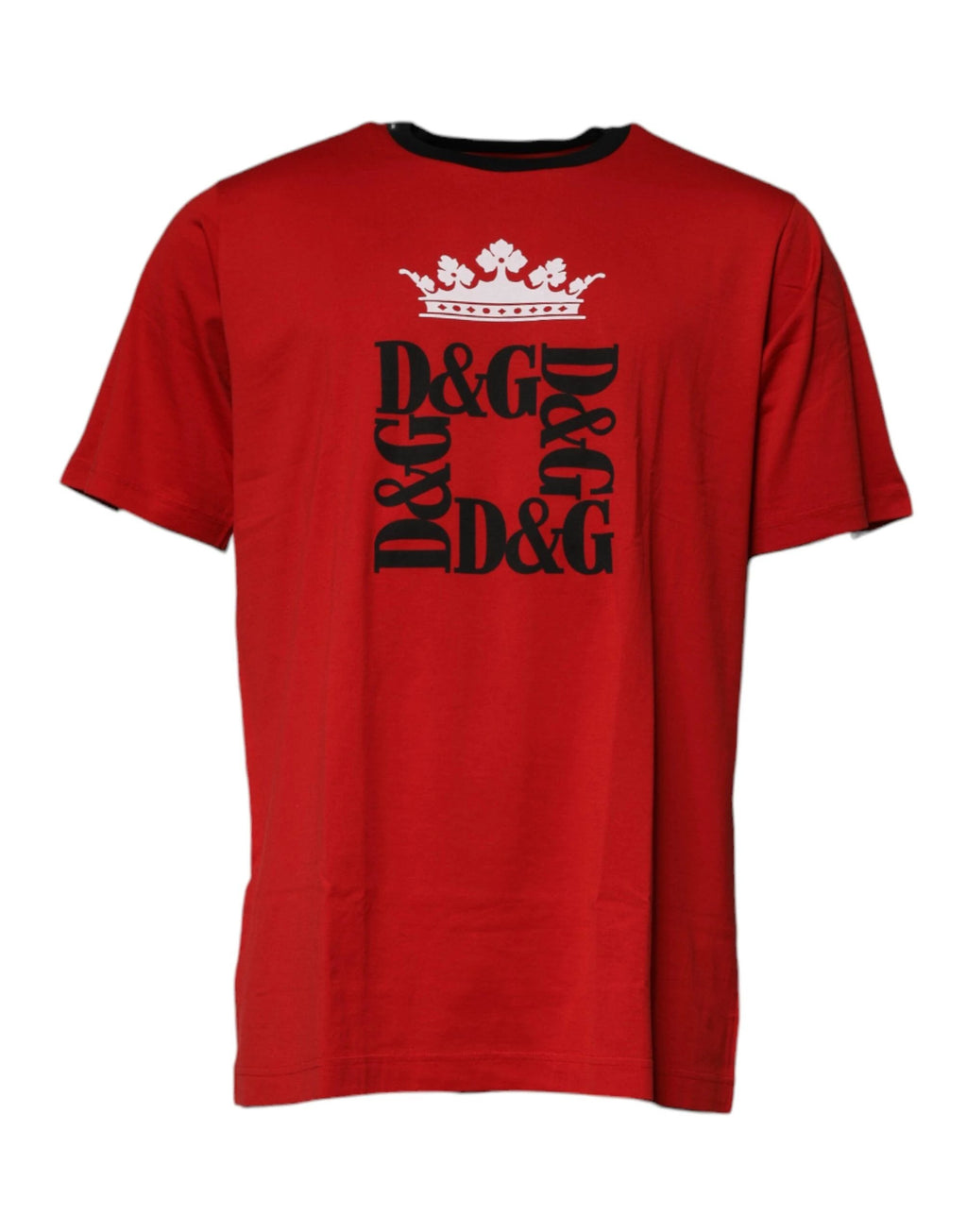 Dolce & Gabbana Red Logo Crown Cotton Crew Neck T-shirt by Dolce & Gabbana