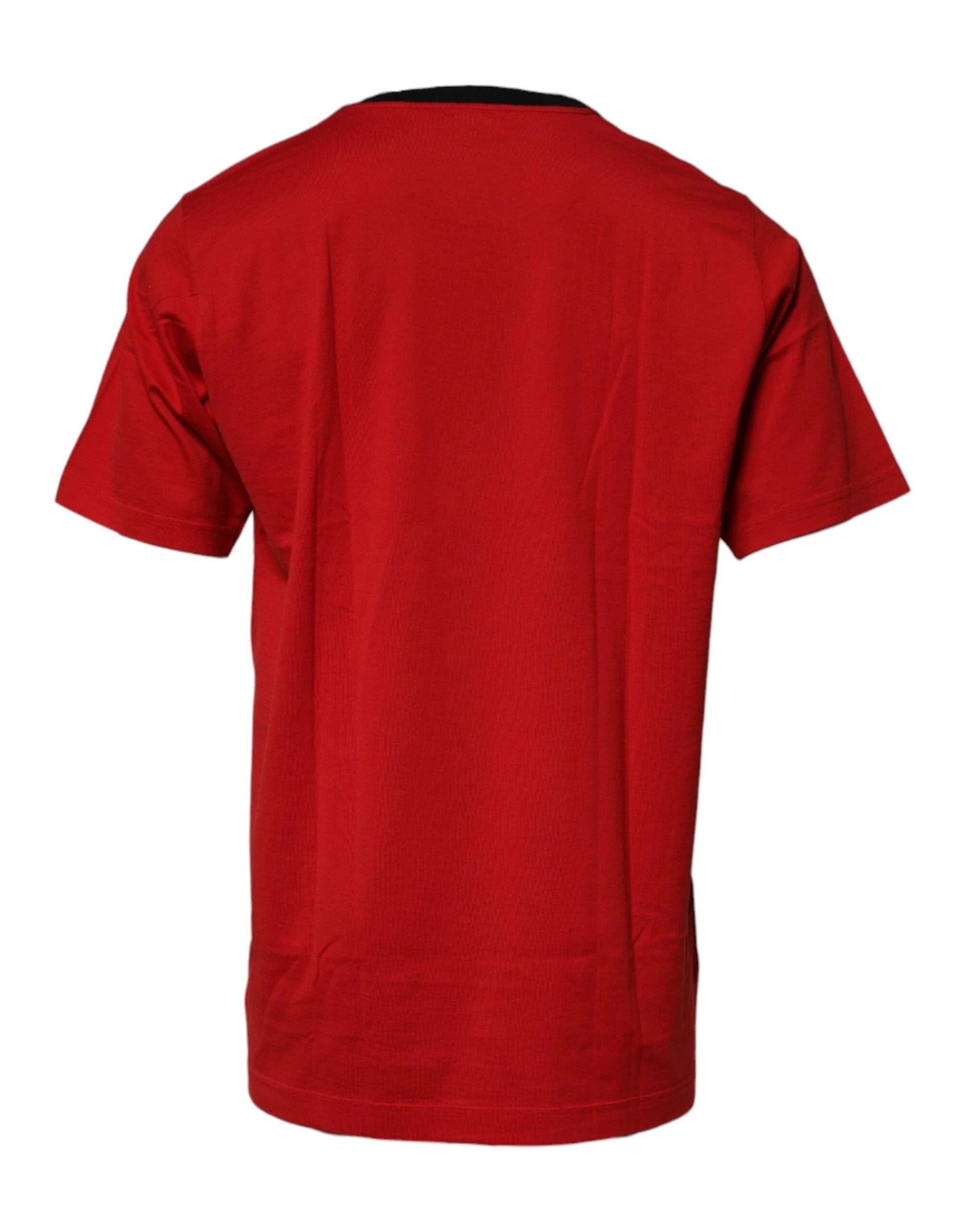 Dolce & Gabbana Red Logo Crown Cotton Crew Neck T-shirt by Dolce & Gabbana