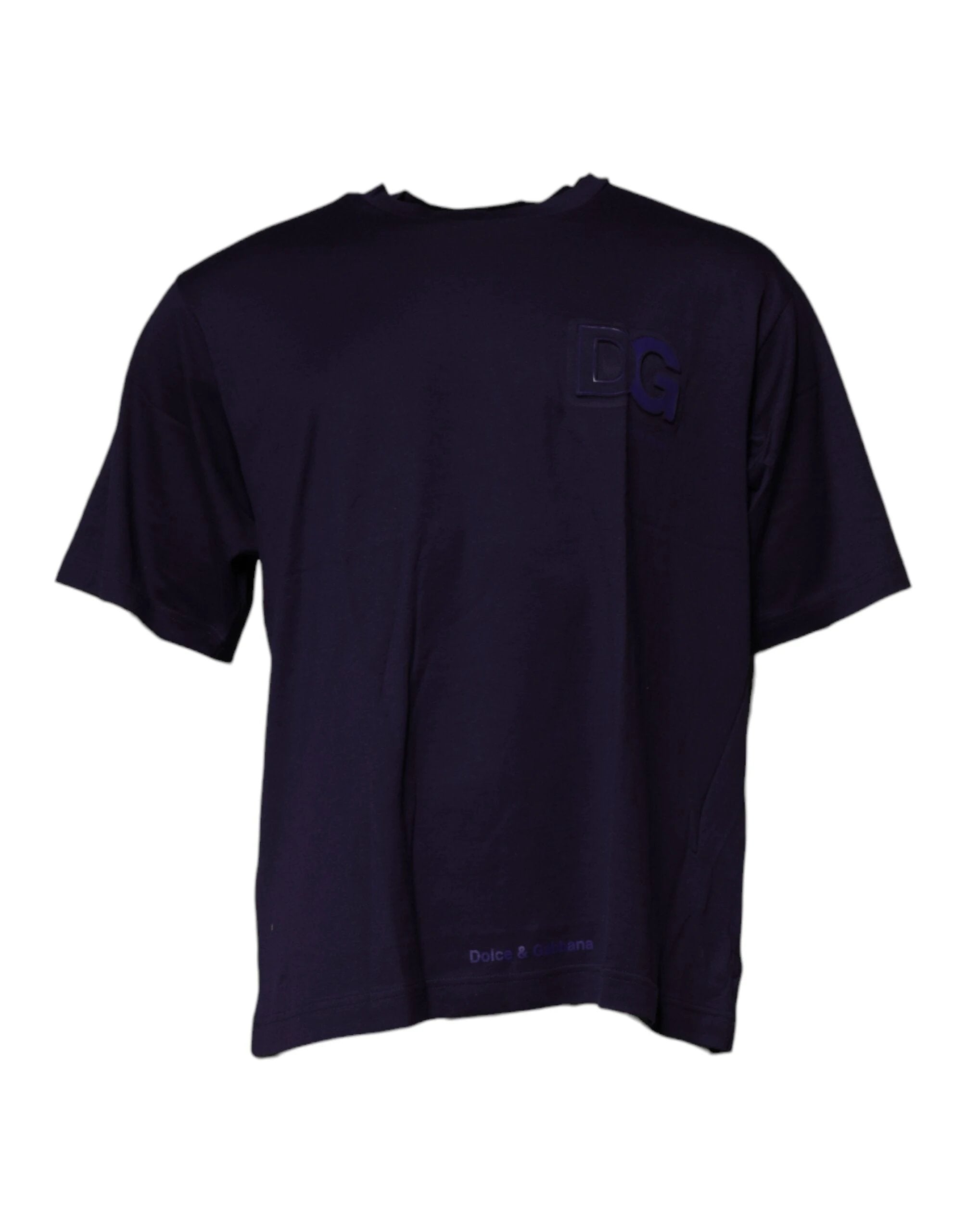 Dolce & Gabbana Navy Blue DG Logo Cotton Crew Neck T-shirt by Dolce & Gabbana