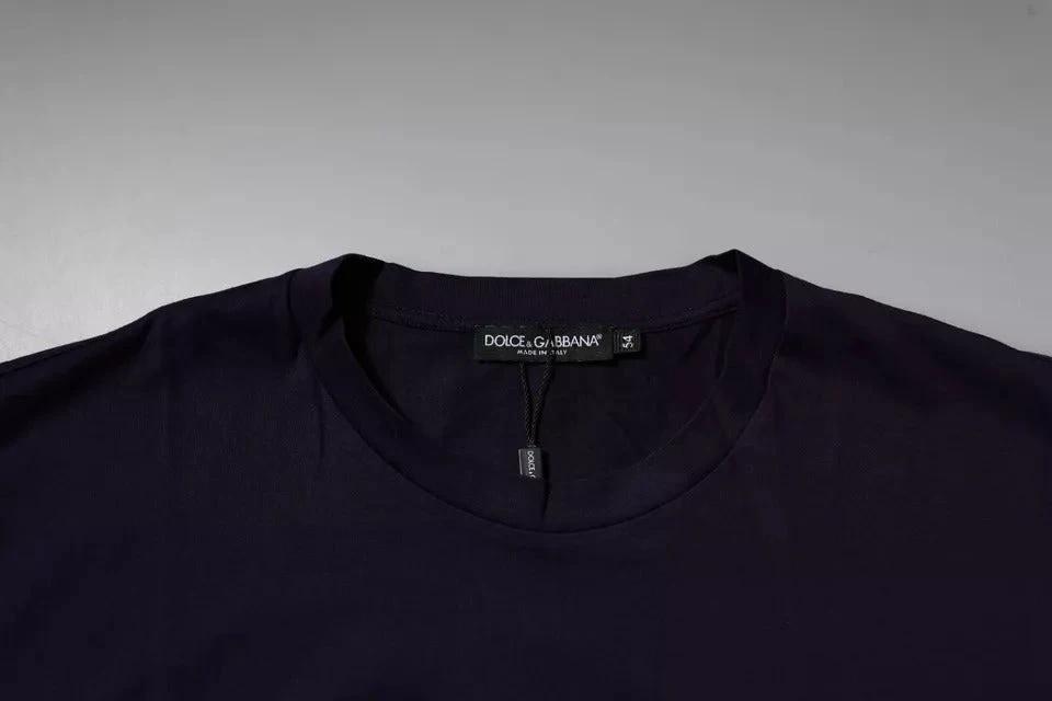 Dolce & Gabbana Navy Blue DG Logo Cotton Crew Neck T-shirt by Dolce & Gabbana