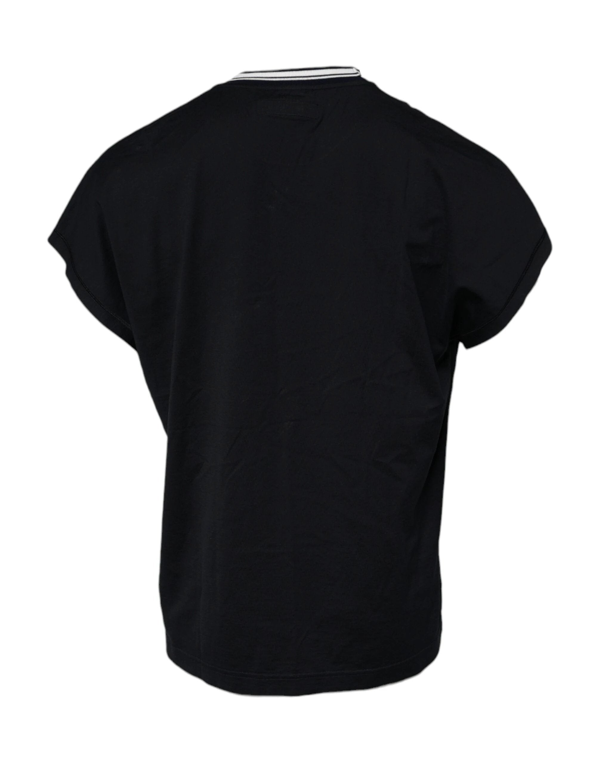 Dolce & Gabbana Dark Blue Logo Crown Cotton Crew Neck T-shirt by Dolce & Gabbana