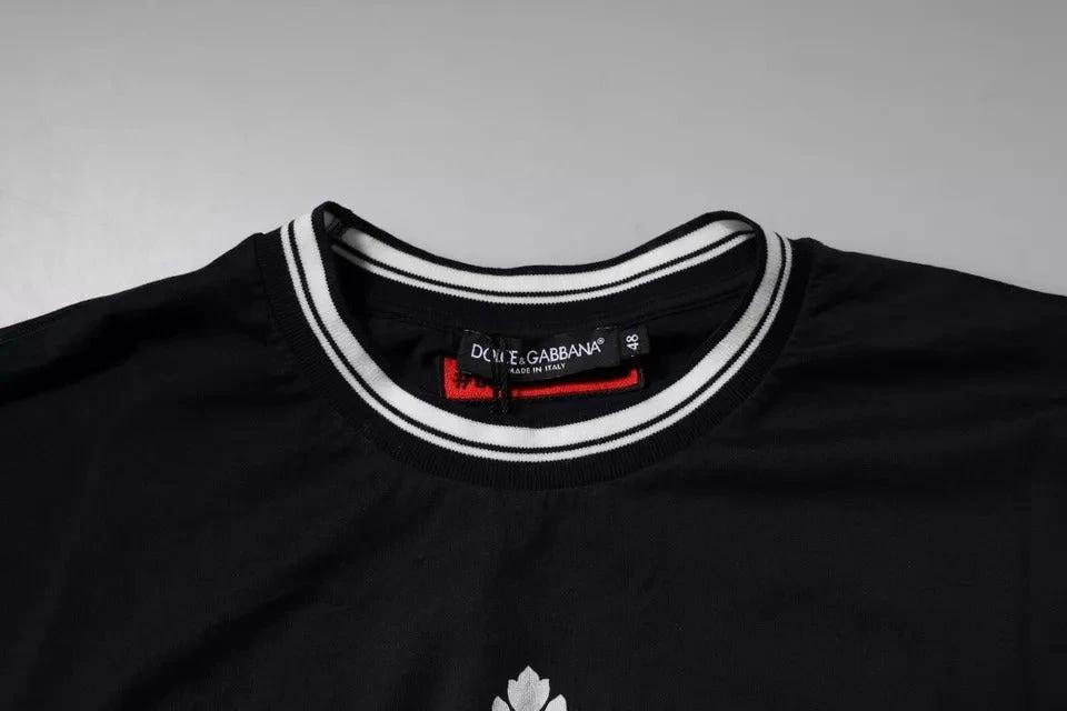 Dolce & Gabbana Dark Blue Logo Crown Cotton Crew Neck T-shirt by Dolce & Gabbana