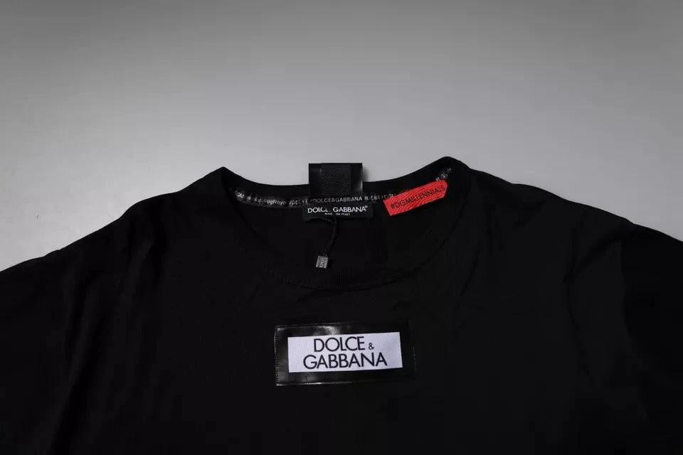 Dolce & Gabbana Black #DGMILLENNIALS Cotton Crew Neck T-shirt by Dolce & Gabbana