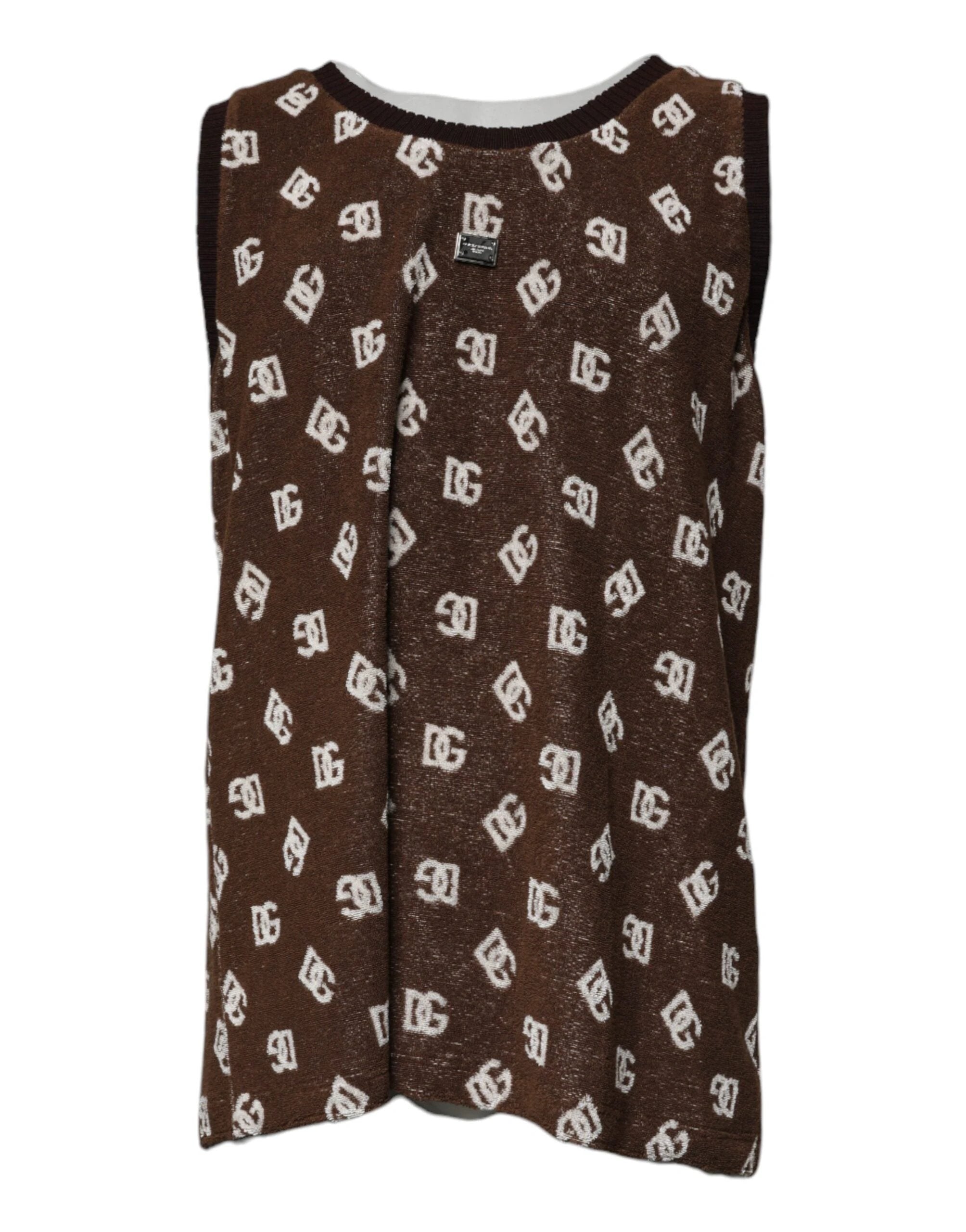 Dolce & Gabbana Brown Logo Monogram Cotton Crew Neck T-shirt by Dolce & Gabbana
