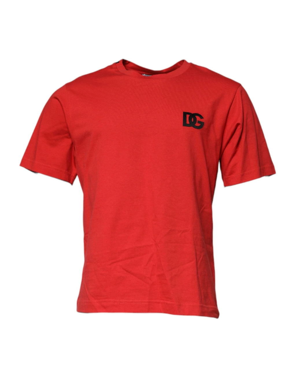 Dolce & Gabbana Red DG Logo Patch Cotton Crew Neck T-shirt by Dolce & Gabbana